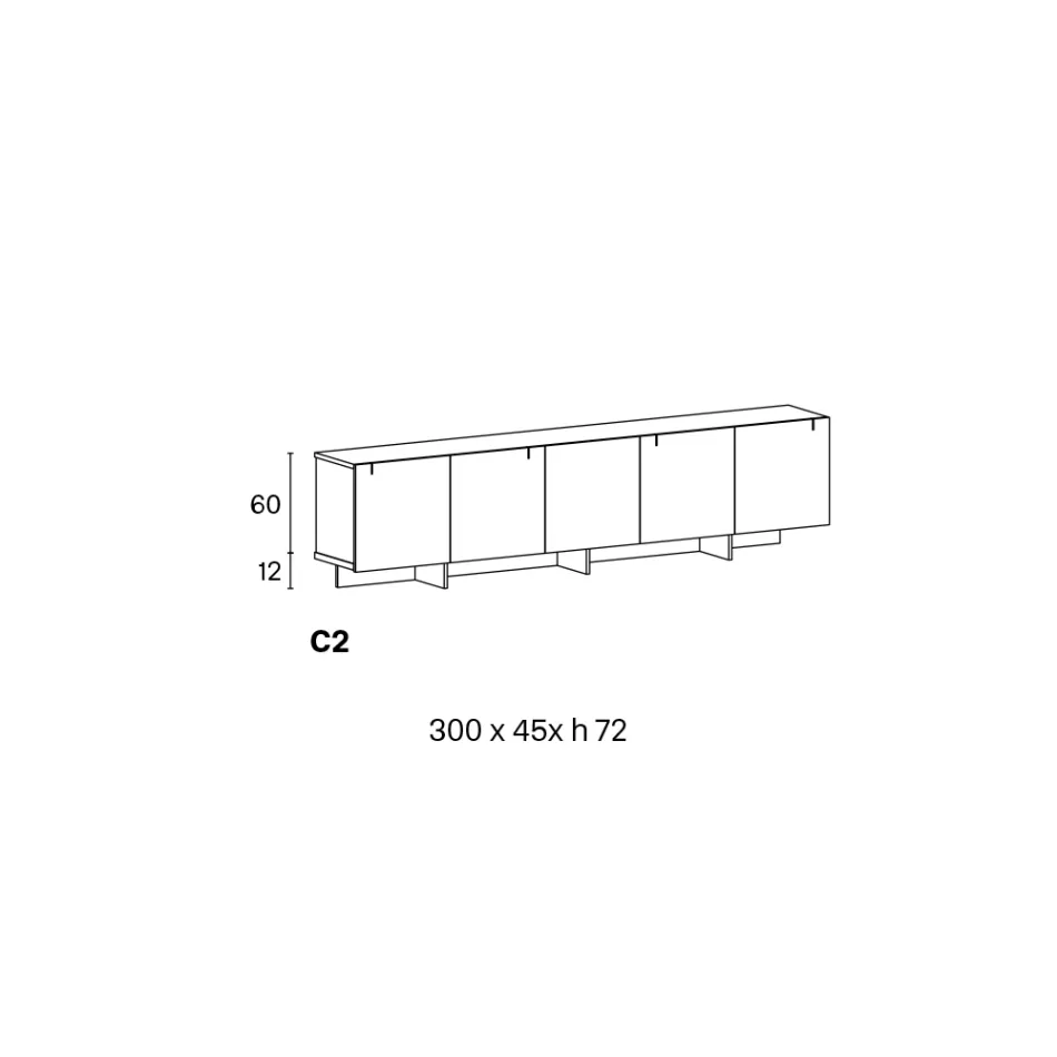 Träskänk med glasstruktur tillverkad i Italien - Azuki Viadurini