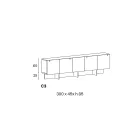 Träskänk med glasstruktur tillverkad i Italien - Azuki Viadurini