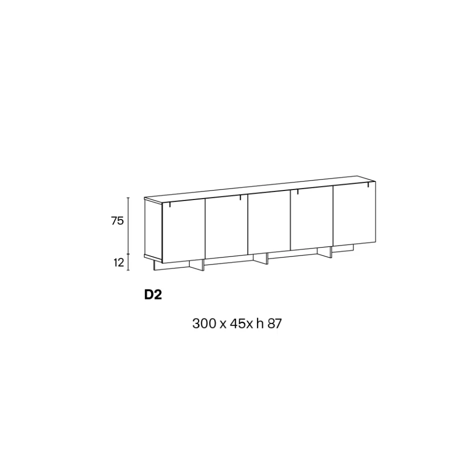 Träskänk med glasstruktur tillverkad i Italien - Azuki Viadurini