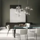 Träskänk med glasstruktur tillverkad i Italien - Azuki Viadurini