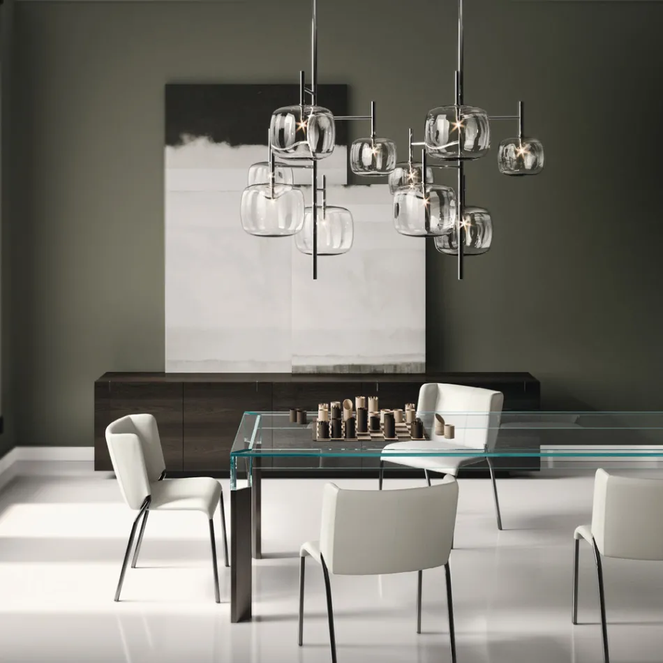 Träskänk med glasstruktur tillverkad i Italien - Azuki Viadurini