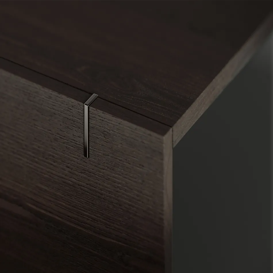 Träskänk med glasstruktur tillverkad i Italien - Azuki Viadurini