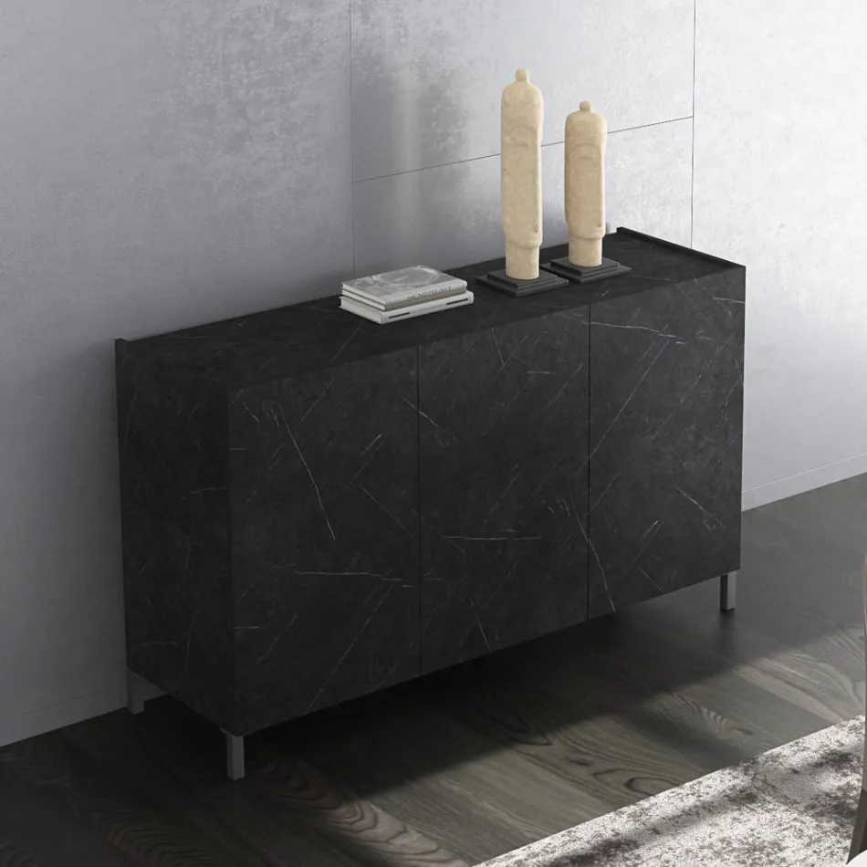 Vardagsrumsskänk täckt av melaminmarmor. Tillverkad i Italien - zink Viadurini