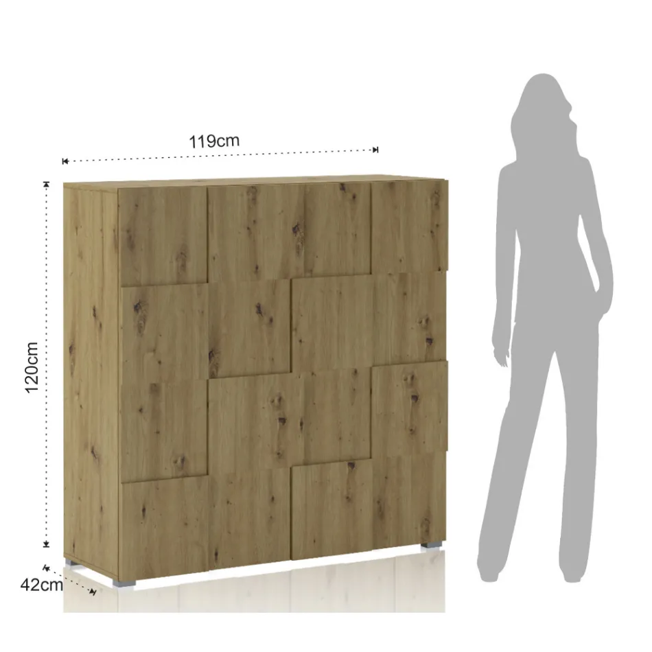 Vardagsrumsskänk med 2 gångjärnsdörrar i ekfinish - natrium Viadurini