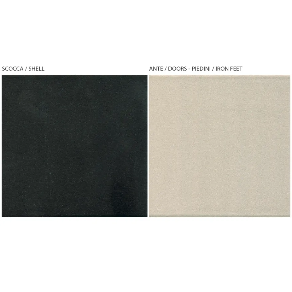 Vardagsrumsskänk med 2 dörrar i nickelfinish Made in Italy - Ulles Viadurini