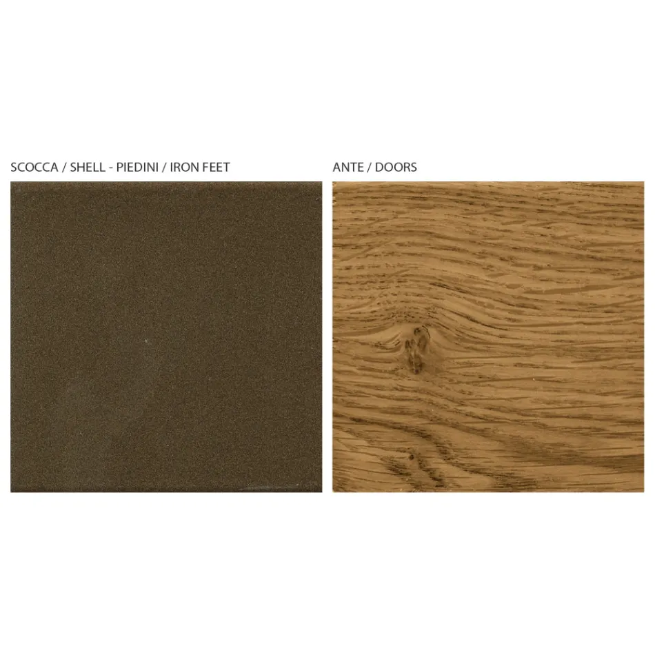 Vardagsrumsskänk med 4 dörrar i Country Knotted Oak Finish - Jämn Viadurini