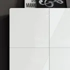 Vardagsrumsskänk med 4 dörrar i vit glasfinish Made in Italy - Eline Viadurini