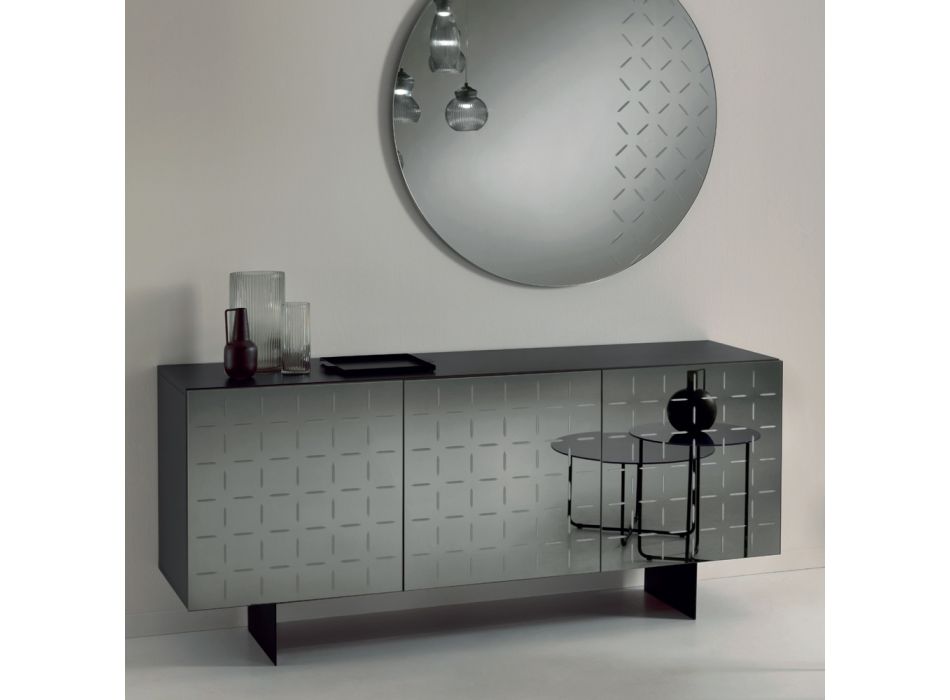Vardagsrumsskänk i trä med spegeldörrar Tillverkad i Italien - Arenella Viadurini