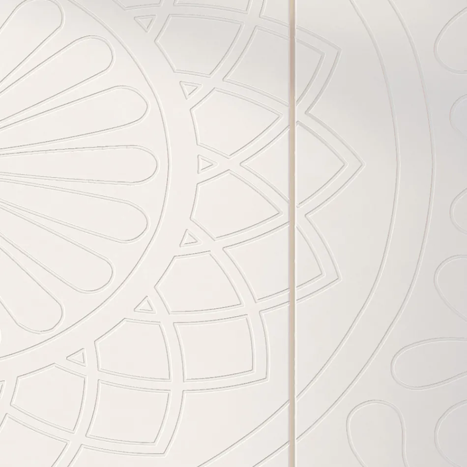 Vardagsrumsskänk i vit Mdf med basrelief Made in Italy - Stilea Viadurini