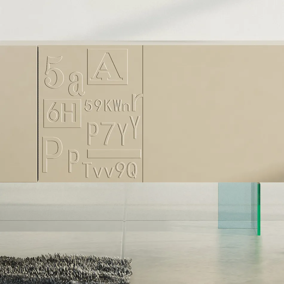 Vardagsrumsskänk i mattlackerad Mdf och glas Made in Italy - Ninetta Viadurini