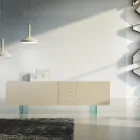 Vardagsrumsskänk i mattlackerad Mdf och glas Made in Italy - Ninetta Viadurini