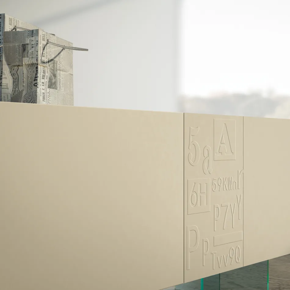 Vardagsrumsskänk i mattlackerad Mdf och glas Made in Italy - Ninetta Viadurini