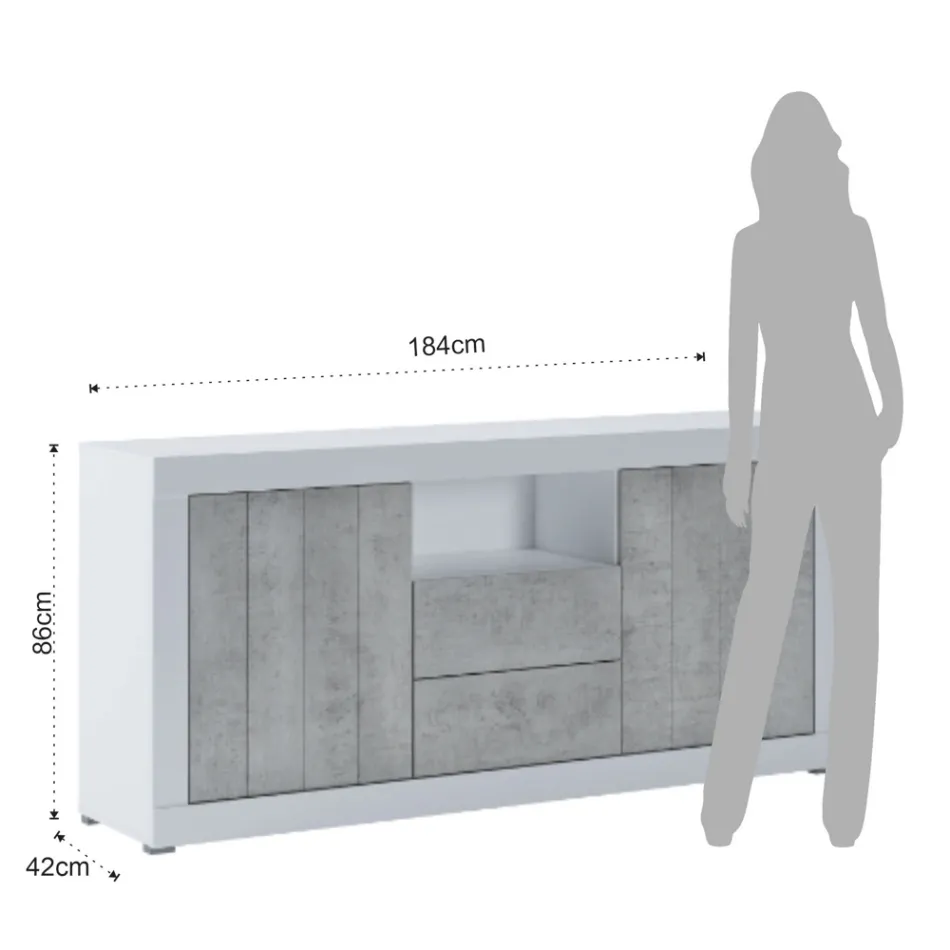Melamin vardagsrumsskänk med 2 dörrar och 2 lådor - Samario Viadurini