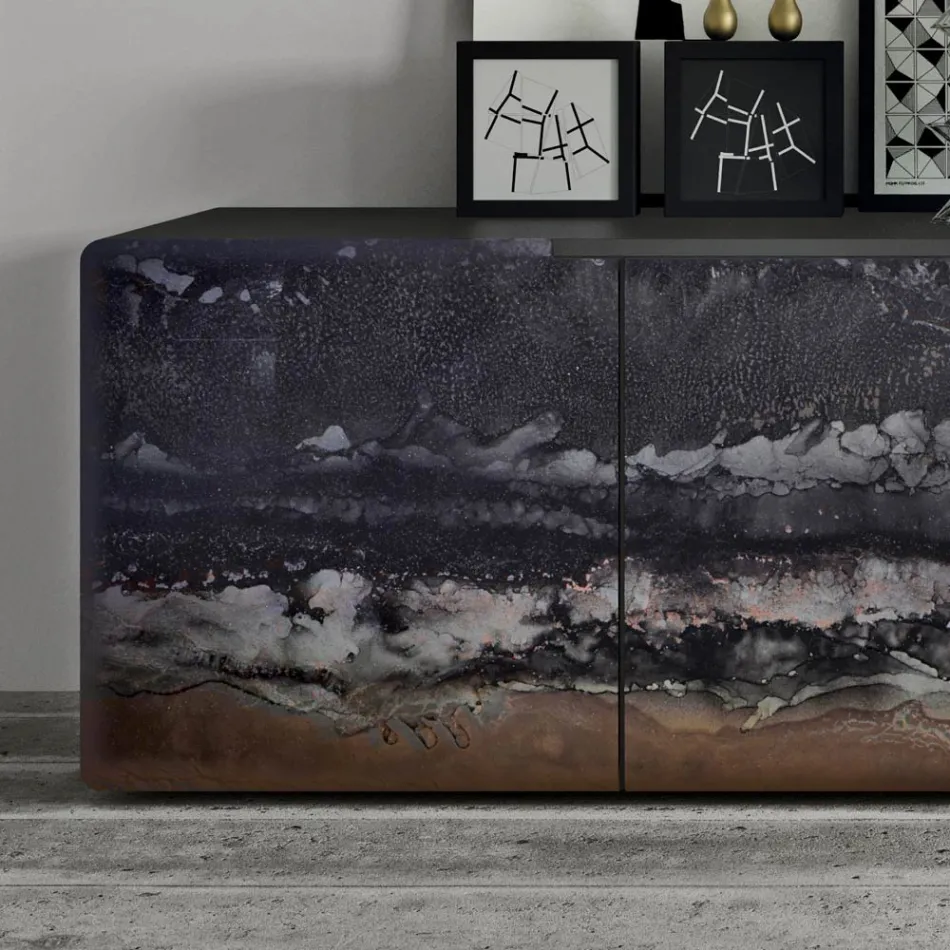 Vardagsrumsskänk med 3 dörrar i olika ytskikt Made in Italy - Ole Viadurini