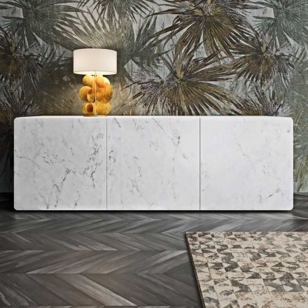 Vardagsrumsskänk med 3 dörrar i Carrara Marmor Finish Made in Italy - Finn Viadurini