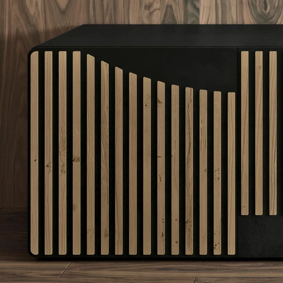 Vardagsrumsskänk med 3 dörrar i Nordic Knotted Oak Finish - Linda Viadurini