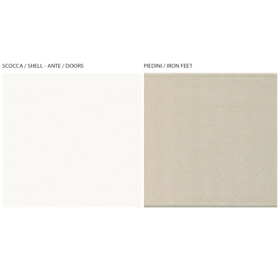 Vardagsrumsskänk med 4 dörrar i vitt och Canaletto-finish Made in Italy - Alla Viadurini