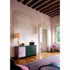 Designskänk i Gres med struktur i trä och Mdf tillverkad i Italien - Cunea Viadurini