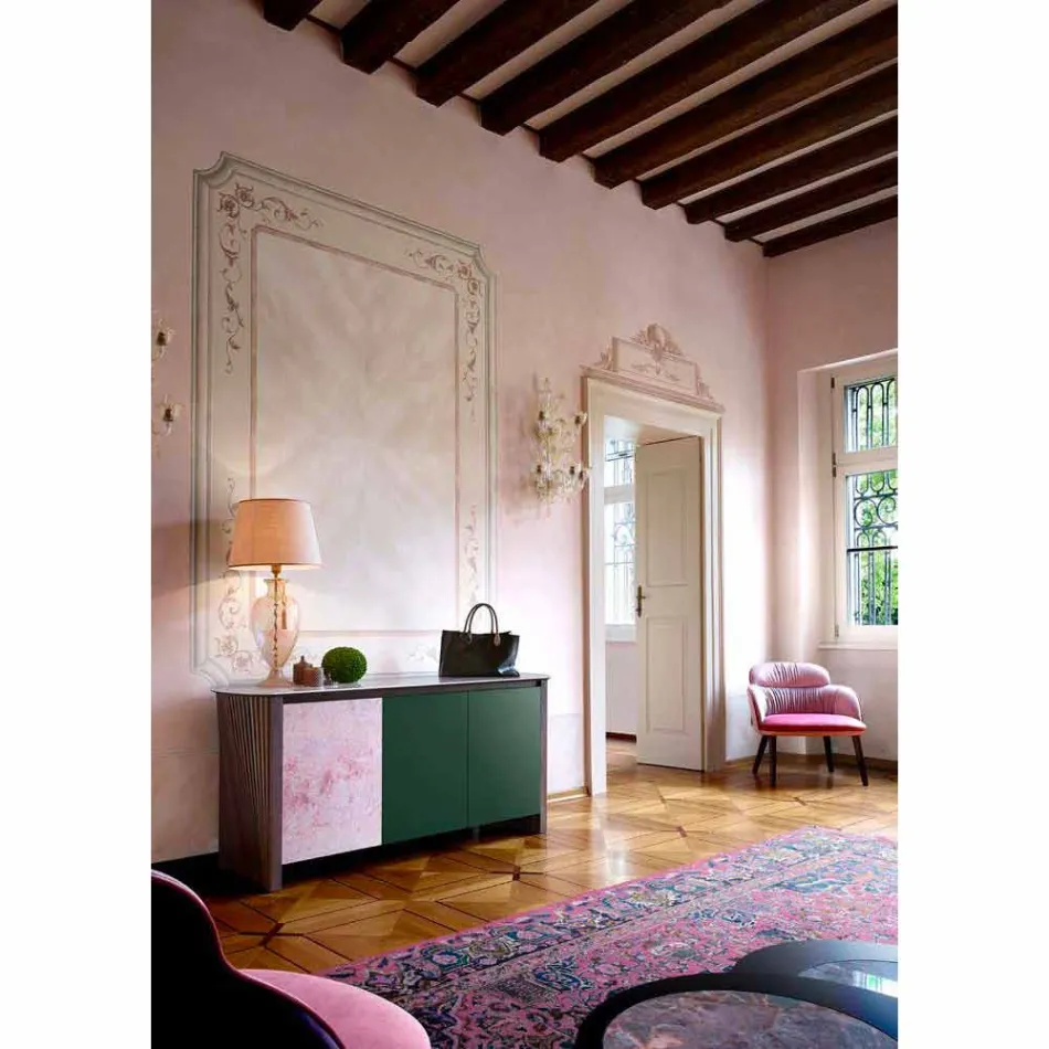 Designskänk i Gres med struktur i trä och Mdf tillverkad i Italien - Cunea Viadurini