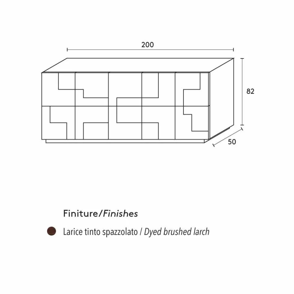 utformning skänk borstad lärkträ värmebehandlad Azalea Viadurini