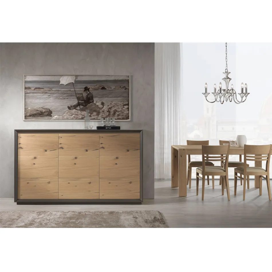 Sideboard Fanerad på Poplar Chipboard Tillverkad i Italien - Latona Viadurini