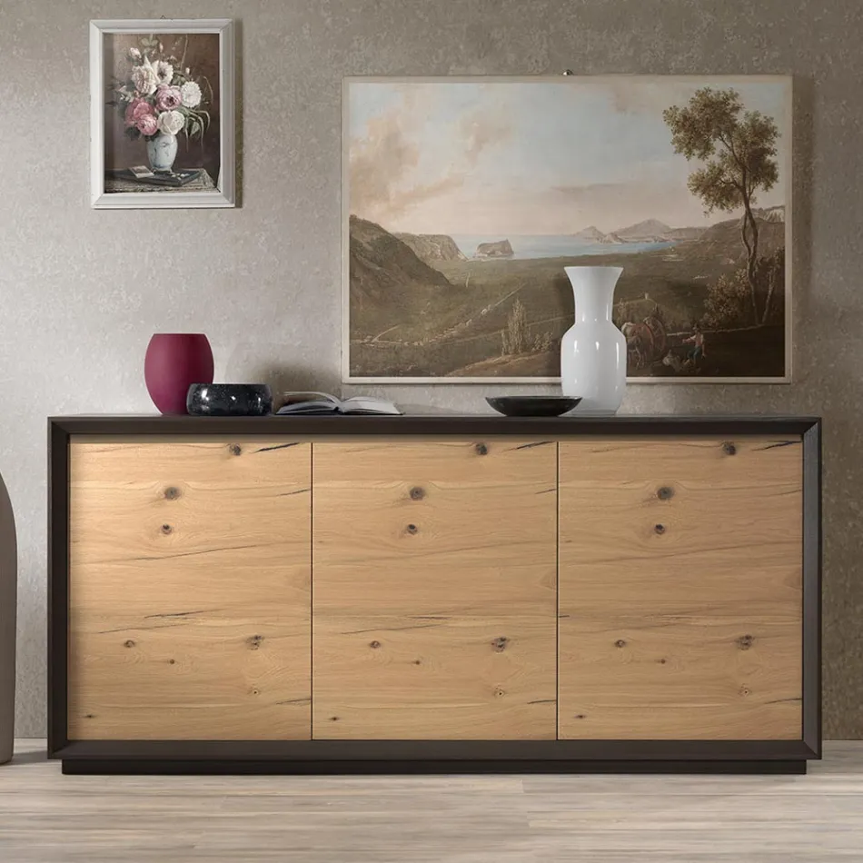 Sideboard Fanerad på Poplar Chipboard Tillverkad i Italien - Latona Viadurini