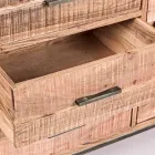 Skänk i akaciaträ och stål 2 dörrar och 3 lådor Homemotion - Aimune Viadurini