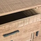 Skänk i akaciaträ och stål 2 dörrar och 3 lådor Homemotion - Aimune Viadurini