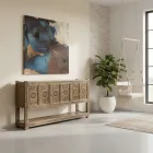 Skänk i furu med antik tvättad finish och 6 dörrar - Airasca Viadurini