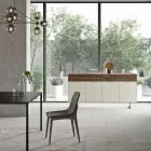 Skänk i ekologiskt trä med 4 dörrar med lådor och asktopp - Tamara Viadurini