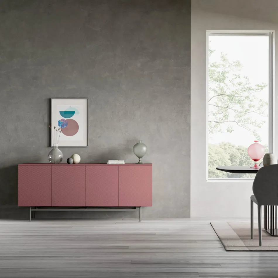 Skänk i ekologiskt trä för vardagsrum eller entré 4 dörrar tillverkade i Italien - Nazife Viadurini