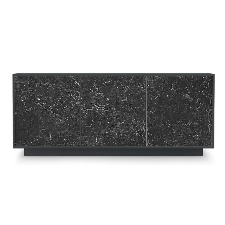 Skänk i lackat trä med 2 eller 3 keramiska dörrar tillverkad i Italien - Fiorenza Viadurini