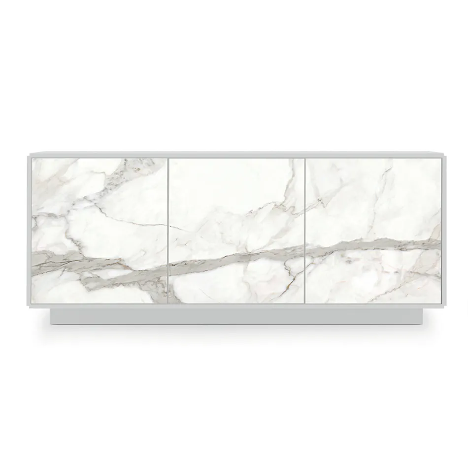 Skänk i lackat trä med 2 eller 3 keramiska dörrar tillverkad i Italien - Fiorenza Viadurini