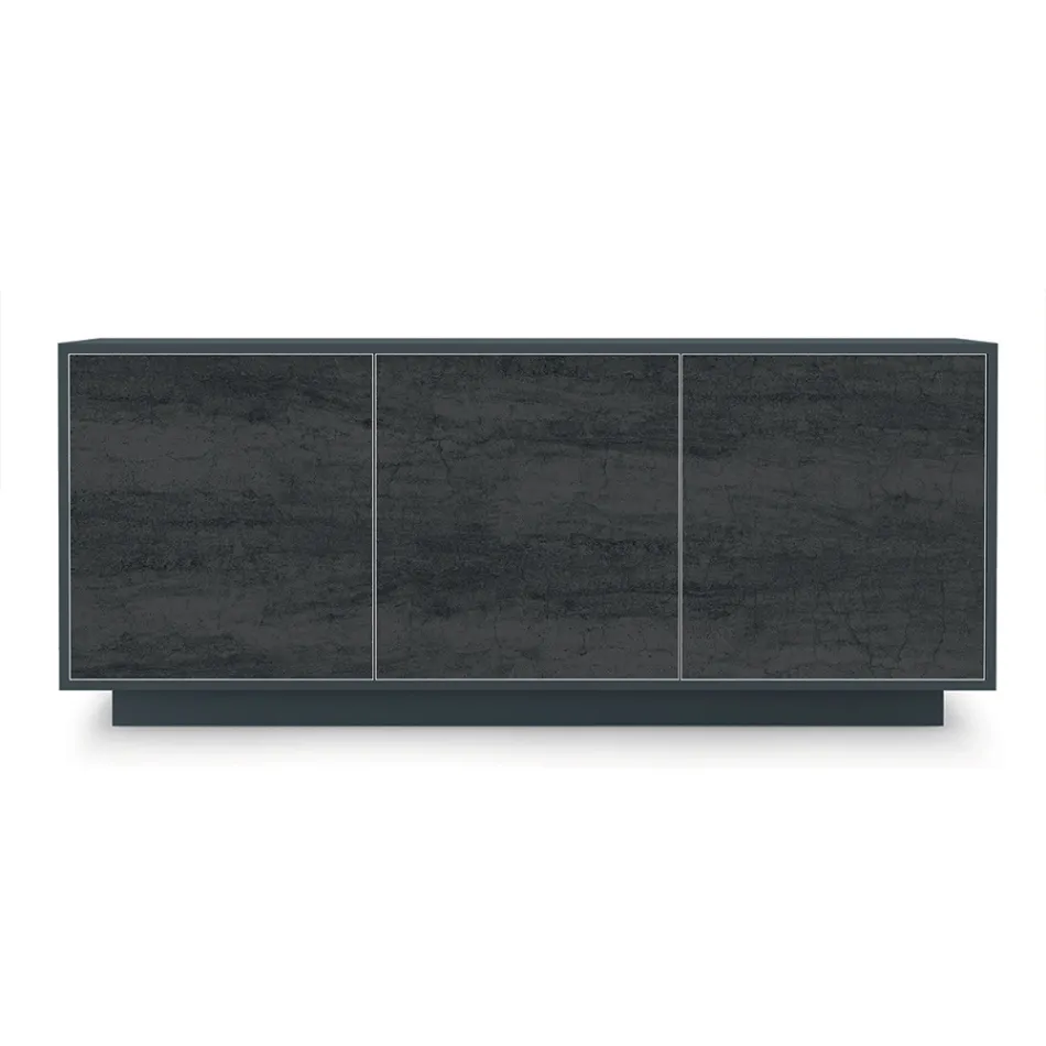 Skänk i lackat trä med 2 eller 3 keramiska dörrar tillverkad i Italien - Fiorenza Viadurini