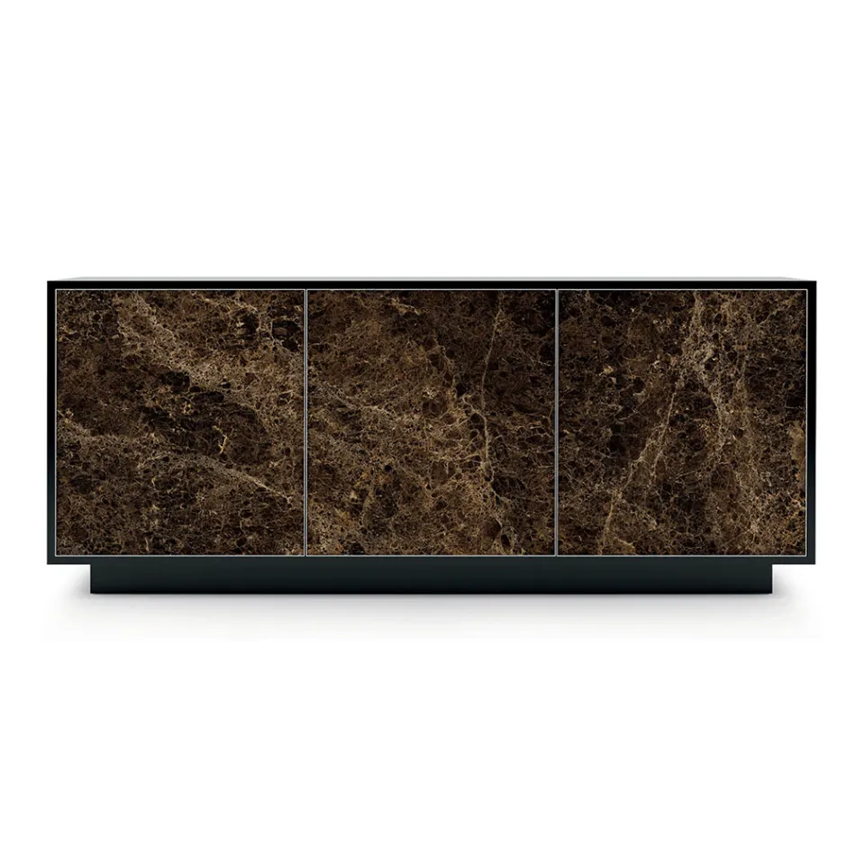 Skänk i lackat trä med 2 eller 3 keramiska dörrar tillverkad i Italien - Fiorenza Viadurini