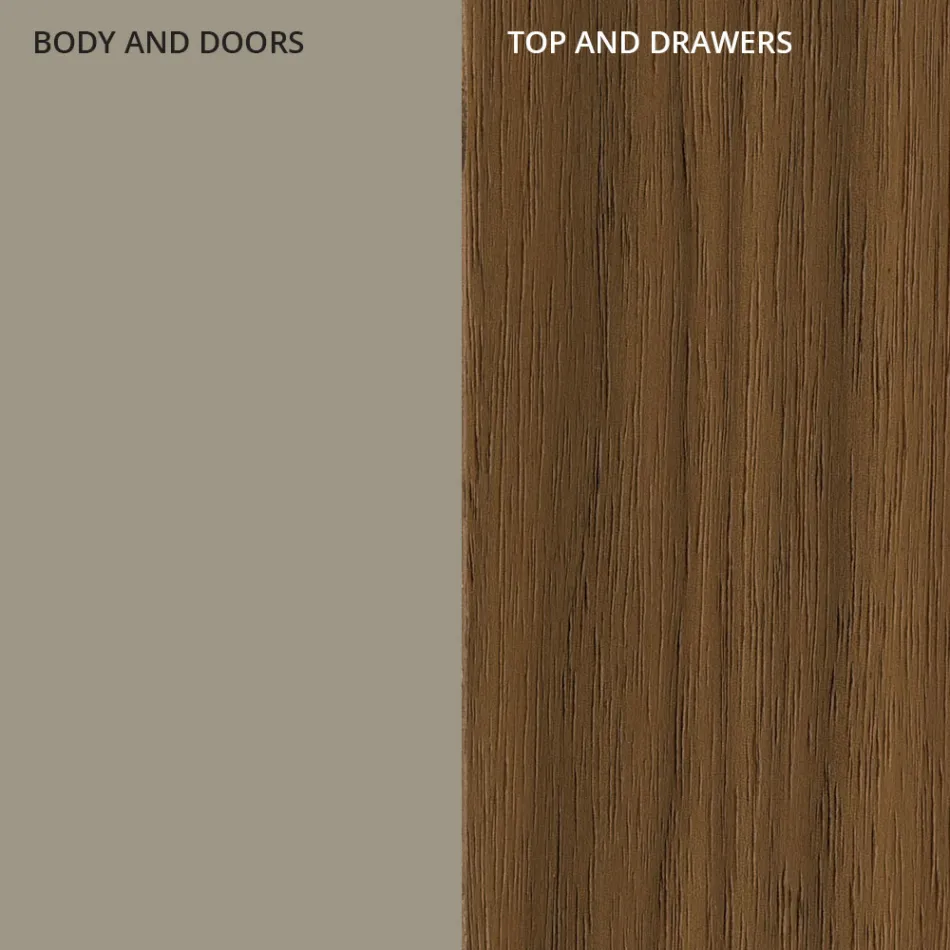 Skänk i Mdf med 2 dörrar och 2 utskjutande lådor lutande sidor - Caspiter Viadurini