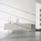 Skänk i ljusgrå Mdf med glasfötter Tillverkad i Italien - Germena Viadurini