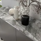 Skänk i MDF, topp i grå marmoreffekt keramik med 3 push-pull - klickdörrar Viadurini