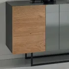 Skänk i melamin med 3 ekdörrar och spegel Tillverkad i Italien - Romina Viadurini