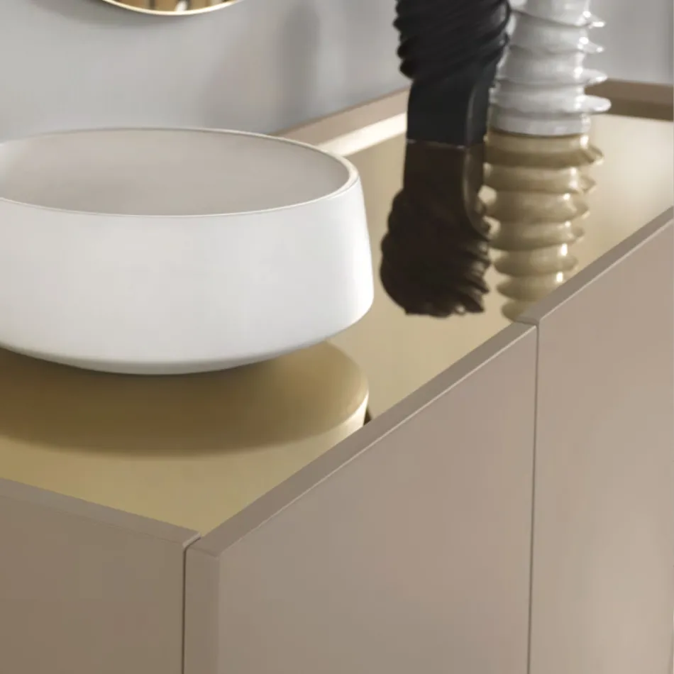 Madia i melamin och Mdf med laminatinsatser Made in Italy - Gordita Viadurini