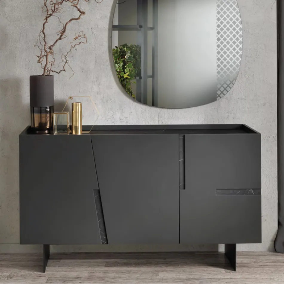 Madia i melamin och Mdf med laminatinlägg Made in Italy - Gordita Viadurini