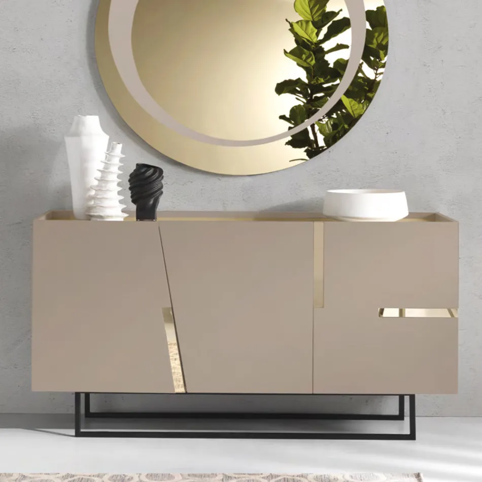 Madia i melamin och Mdf med laminatinsatser Made in Italy - Gordita Viadurini