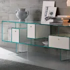 Glasskänk med tre lådor, elegant design, tillverkad i Italien - Senera Viadurini