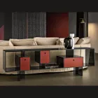 Glasskänk med tre lådor, elegant design, tillverkad i Italien - Senera Viadurini