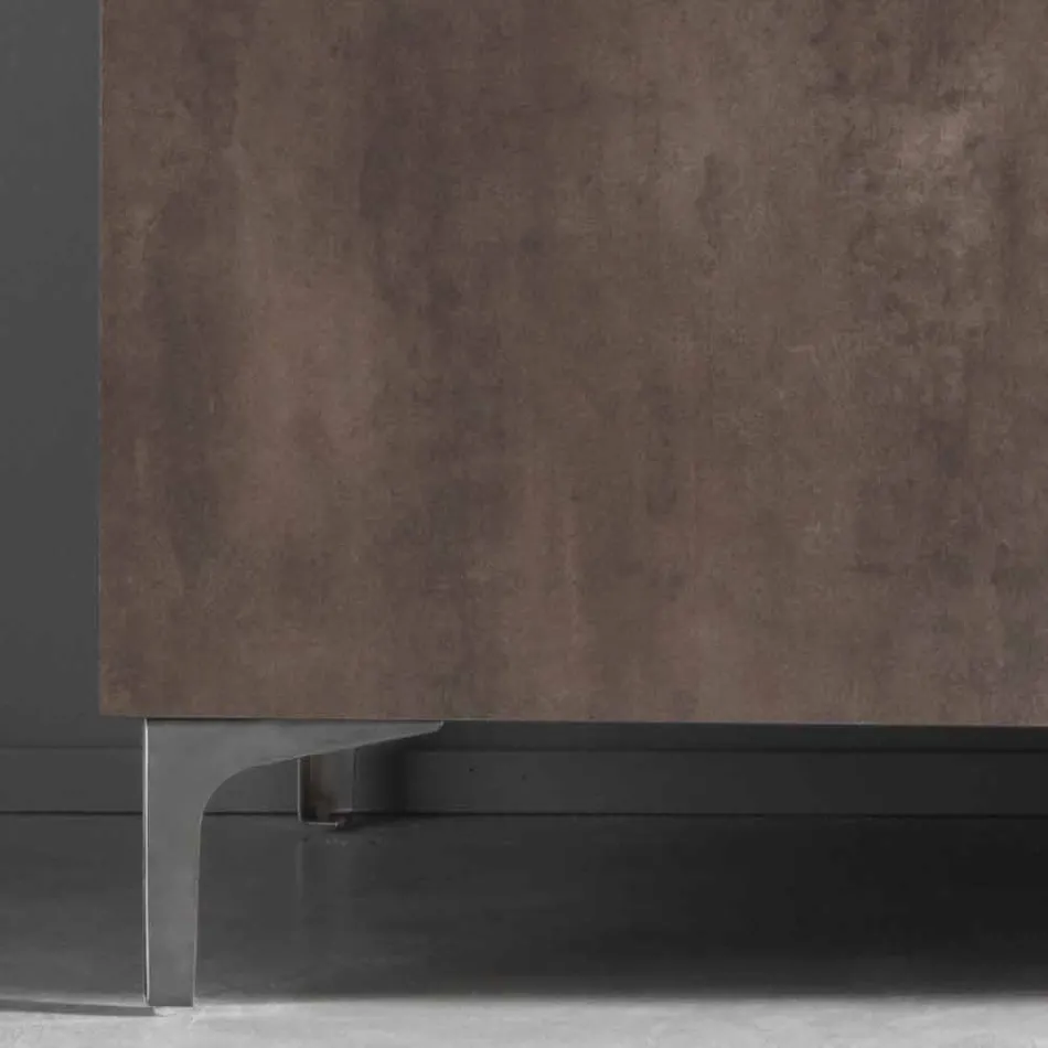 Modern skänk med tre dörrar i brons eller grå melamin tillverkad i Italien - Clemente Viadurini