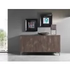 Modern skänk med tre dörrar i brons eller grå melamin tillverkad i Italien - Clemente Viadurini