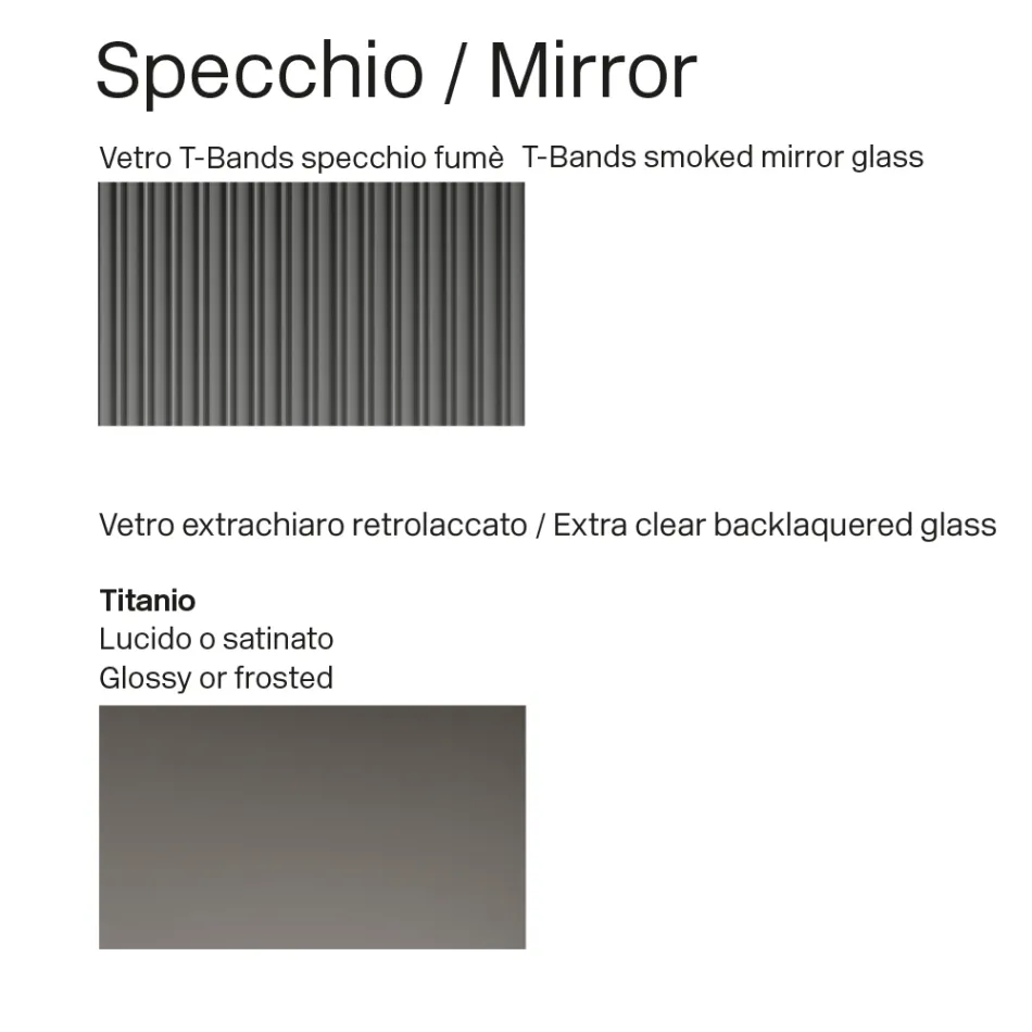 Modern skänk med gångjärnsförsedda dörrar i baklackerat glas Tillverkad i Italien - Lutea Viadurini