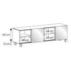 Modern skänk på rökt glashjul och keramisk topp tillverkad i Italien - Sciocca Viadurini