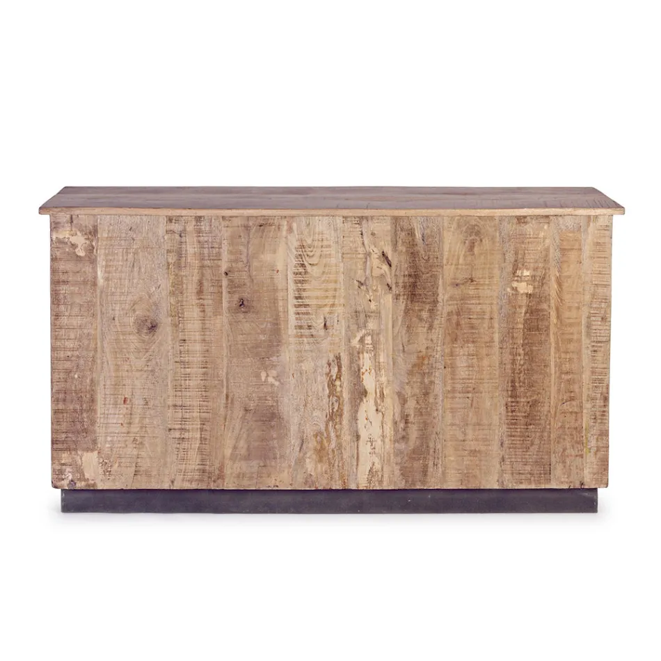 Vardagsrumsskänk i mangoträ och stål med 2 dörrar och 3 lådor - Sinfony Viadurini