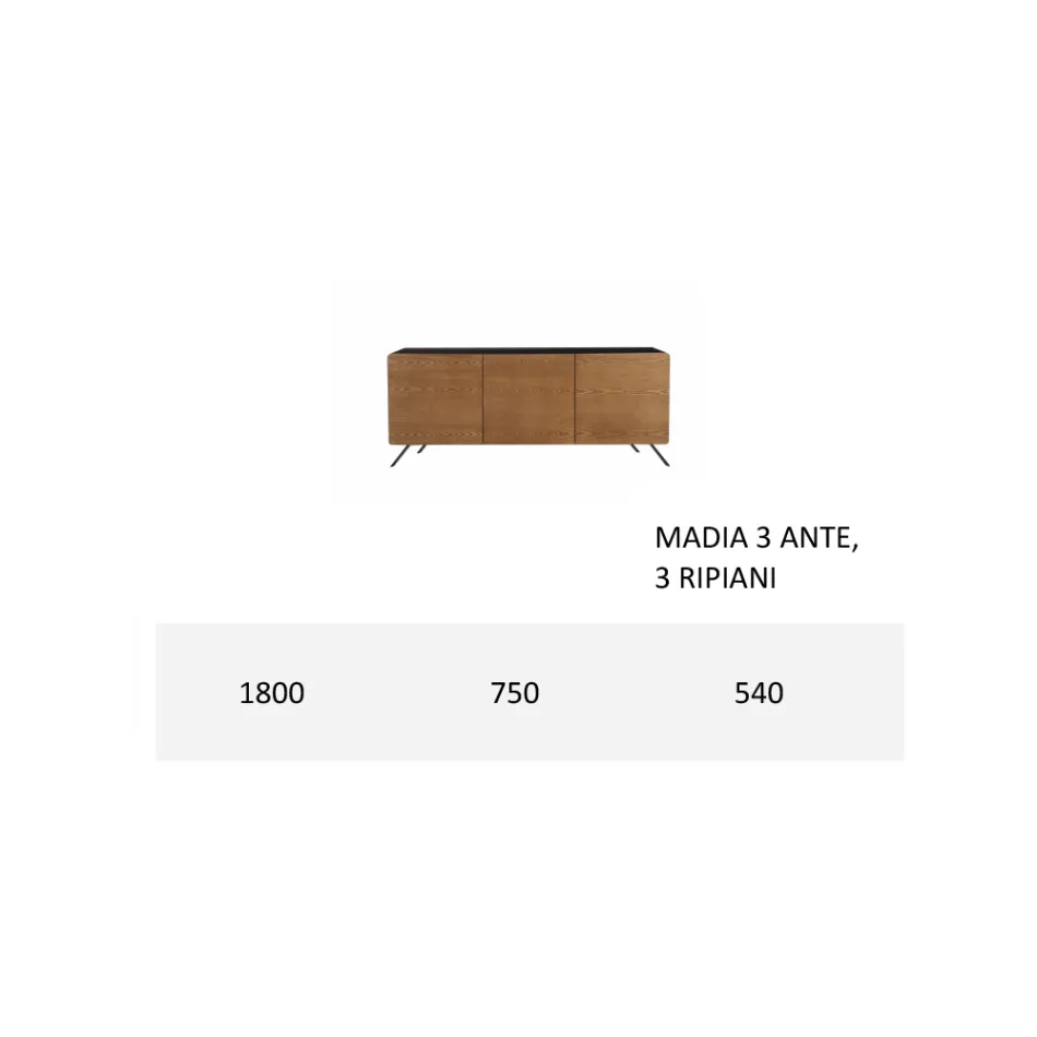 Vardagsrumsskänk i Mdf och massivt trä 2 eller 3 dörrar Made in Italy - Chamber Viadurini